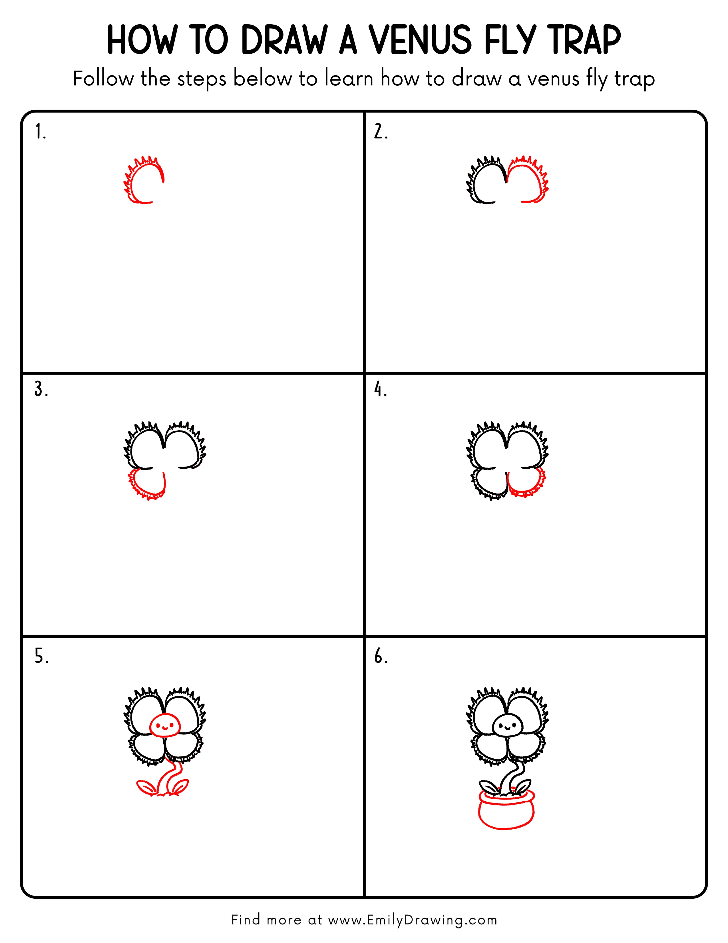 Printable Venus Fly Trap Drawing Guide